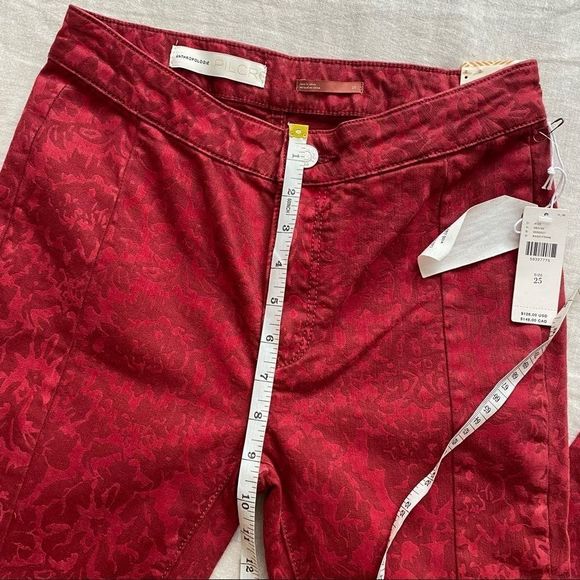 Anthropologie Pilcro High Rise Red Emboss Jeans - Picture 8 of 9